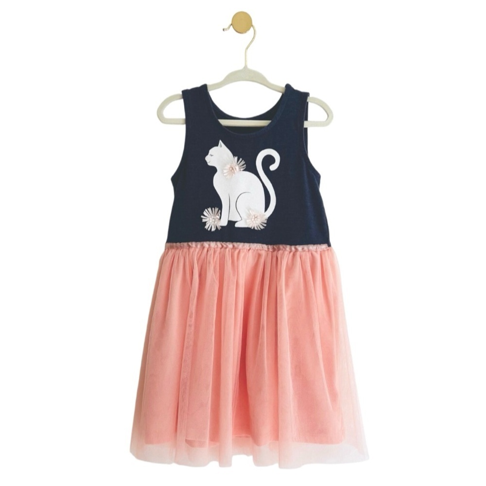 Gigil 4T CAT Tulle Sleeveless Dress W/Flower Embellishments